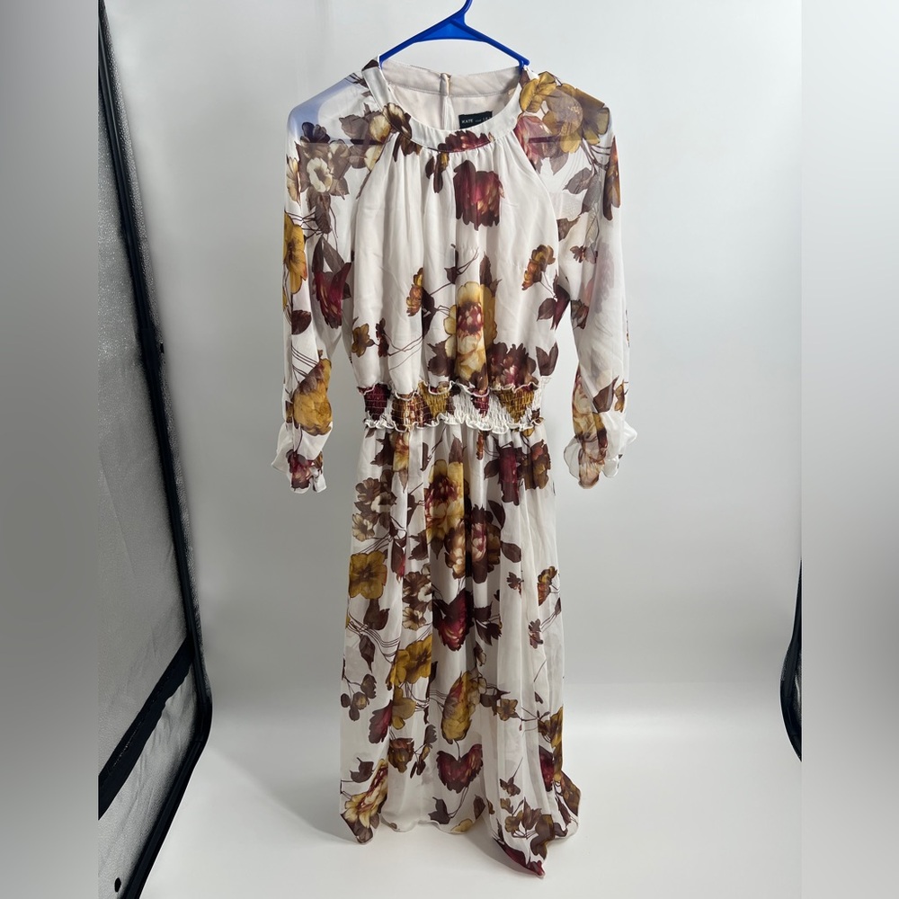 Kate & Lily White Floral Maxi Dress Long Sleeve